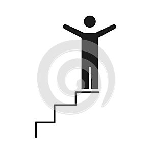 Businessman ladder top business management developing successful silhouette style icon