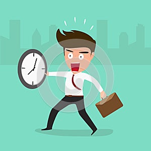Businessman late going to work