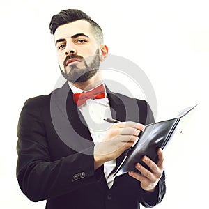 Businessman or lawyer with confident face expression and neat beard