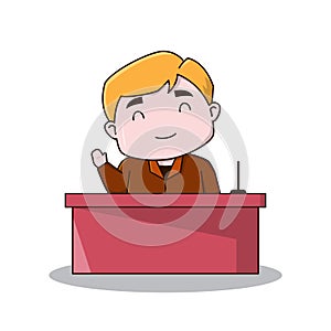 Businessman Leader Politician Office Table Desk Work Character Cartoon