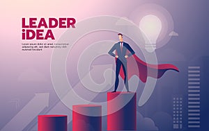 Businessman leadership landing page with text