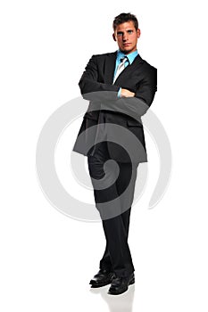 Businessman leaning