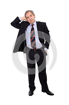 Businessman leaning to the right