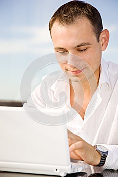 Businessman on leisure with laptop