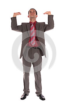 Businessman lifting his arms