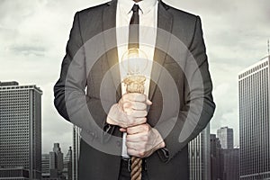 Businessman with light bulb