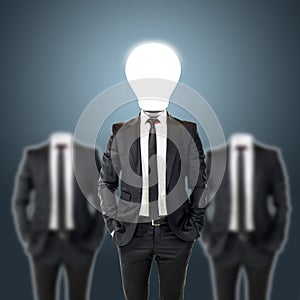 Businessman with light bulb head, creativity in business concept