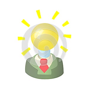 Businessman with light bulb head icon