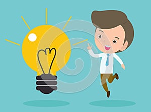 Businessman with light bulbs, Idea concept. Business Idea Concept vector Illustration.