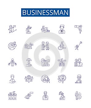 Businessman line icons signs set. Design collection of Entrepreneur, Professional, Executive, Investor, Worker, Mogul