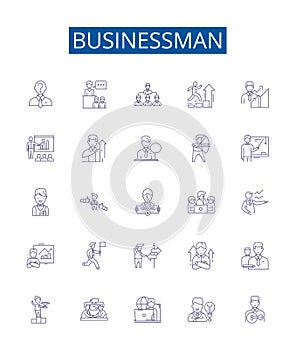 Businessman line icons signs set. Design collection of Entrepreneur, Professional, Executive, Investor, Worker, Mogul