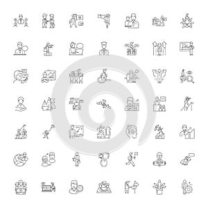 Businessman linear icons, signs, symbols vector line illustration set