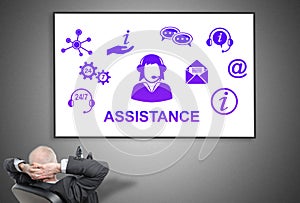 Businessman looking at assistance concept