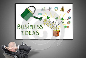 Businessman looking at business ideas concept