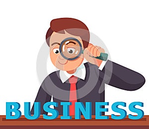 Businessman looking at BUSINESS word