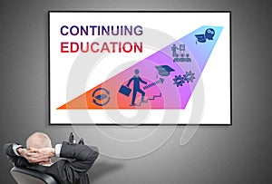 Businessman looking at continuing education concept