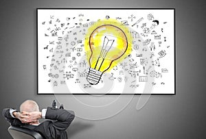 Businessman looking at ideas concept