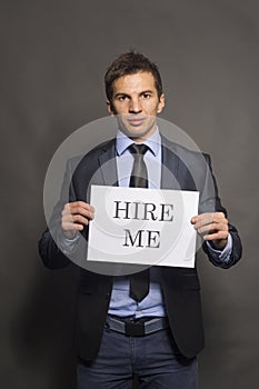 Businessman Looking for a Job, Man Holding