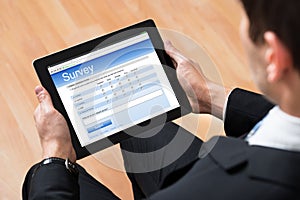 Businessman Looking At Online Survey Form photo