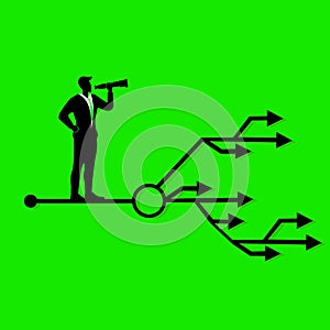 Businessman looking right way to be successful