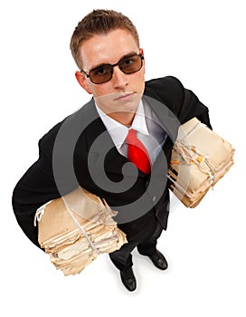 Businessman with lots of paperwork
