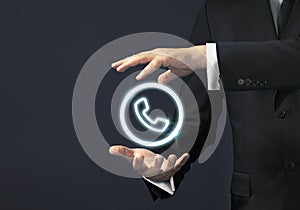 Businessman magical touch concept