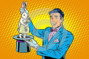 Businessman magician and Bunny money
