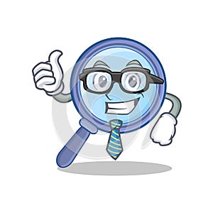 Businessman magnifying glass character cartoon