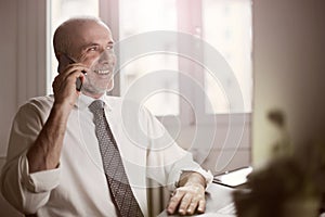 Businessman making a call