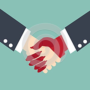 Businessman making a pact with the devil - handshake business concept