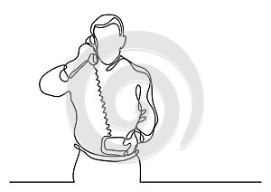 Businessman making phone call - continuous line drawing