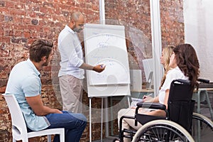 Businessman making a presentation to his fellow coworkers