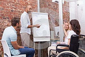 Businessman making a presentation to his fellow coworkers