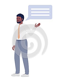 Businessman making request semi flat color vector character