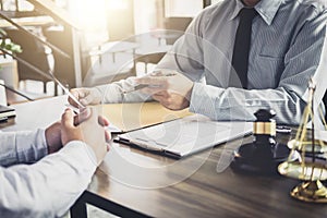 Businessman and Male lawyer or judge consult having team meeting