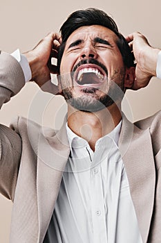 businessman man business work crazy suit sad boss screaming pleads angry
