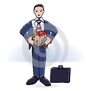 Businessman or manager with a house photo