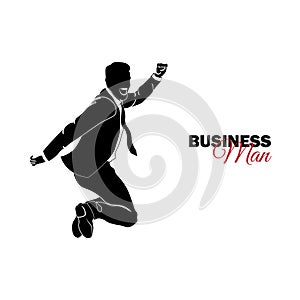 Businessman, Manager. A man in a business suit. Businessman jumping