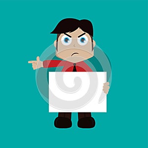 businessman manager at work holding blank sign cartoon art