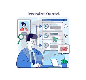 Businessman Managing Personalized Outreach Vector