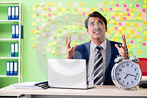 Businessman with many conflicting priorities in time management