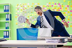 Businessman with many conflicting priorities in time management