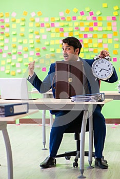 Businessman with many conflicting priorities in time management