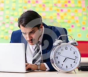 Businessman with many conflicting priorities in time management