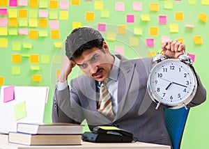 Businessman with many conflicting priorities in time management