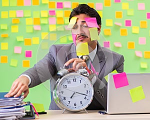 Businessman with many conflicting priorities in time management