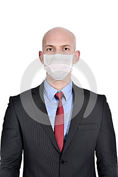 Businessman with mask against swine flu
