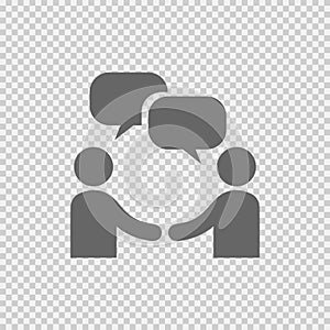 Businessman meeting with bubble and handshake. Simple isolated vector icon eps 10. Business agreement symbol sign