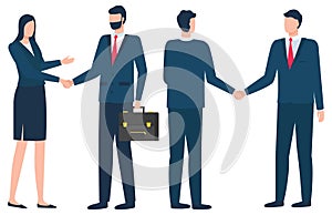 Businessman at Meeting, Man and Woman Handshake
