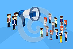 Businessman Megaphone Loudspeaker Colleagues Business People Team Leader Group Businesspeople 3d Isometric Design